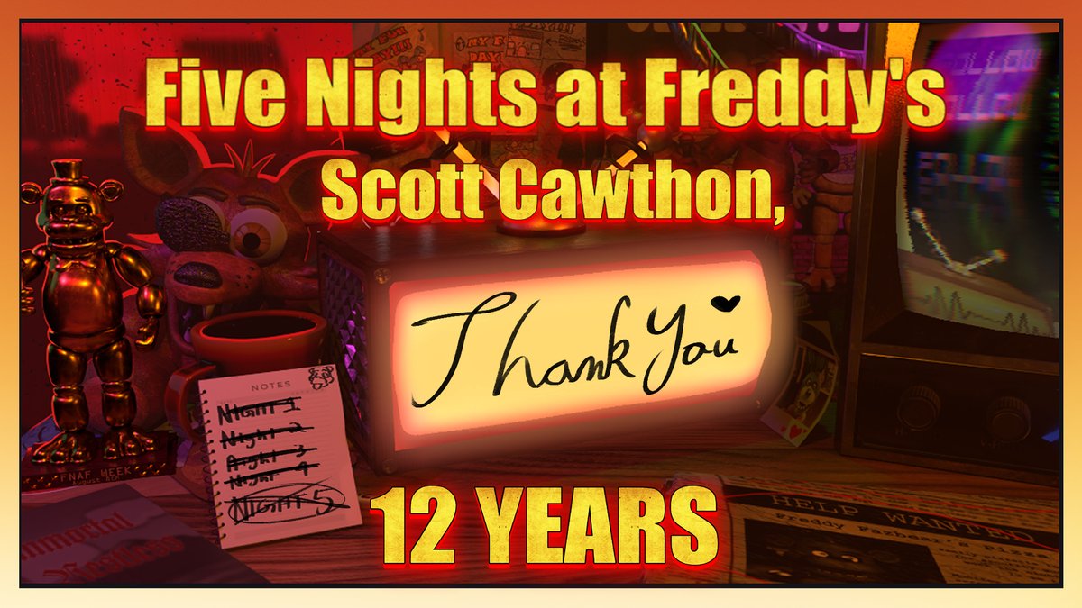 Tbone_draws_SFW's tweet photo. Today's stream concluded the finale of our FNaF themed week- I had a lot of fun, learned a lot, and I plan to do more things like this in the future! 

As a trophy, a golden Freddy will now stay with us..!

Thank you Scott for an amazing 12 years of Five Nights at Freddy's https://t.co/Bo8MMPtOSk