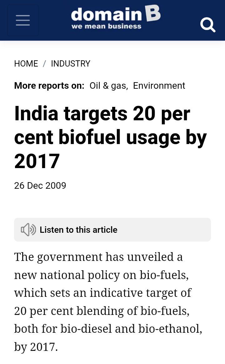 TheRubric_Medic's tweet photo. This was 2009 headline,E20 target by 2017 https://t.co/PS3xJRYMQF