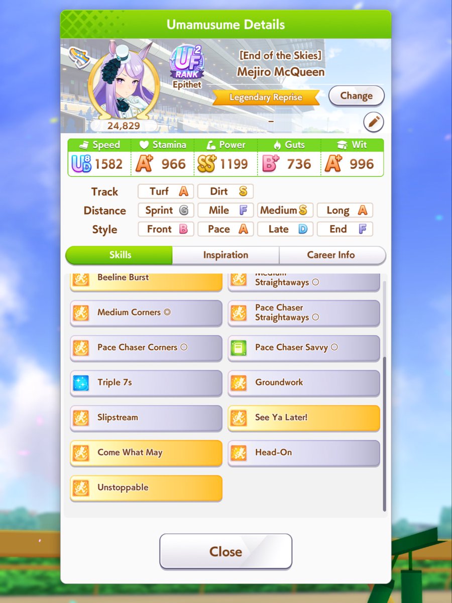ChaosetteVT's tweet photo. Dirt S ✅
Medium S ✅
Stamina threshold ✅ 
Wit ✅
Speed ✅
Groundwork ✅
Head-On ✅
Gold skills ✅

She’s… perfect. 🤩 

Destroying Xoguri teams with Anime McQueen has me feeling some kinda way NGL

Who else is running Oshi’s this time around?

#umamusumeprettyderby #vtuber https://t.co/igKNpqUVIO
