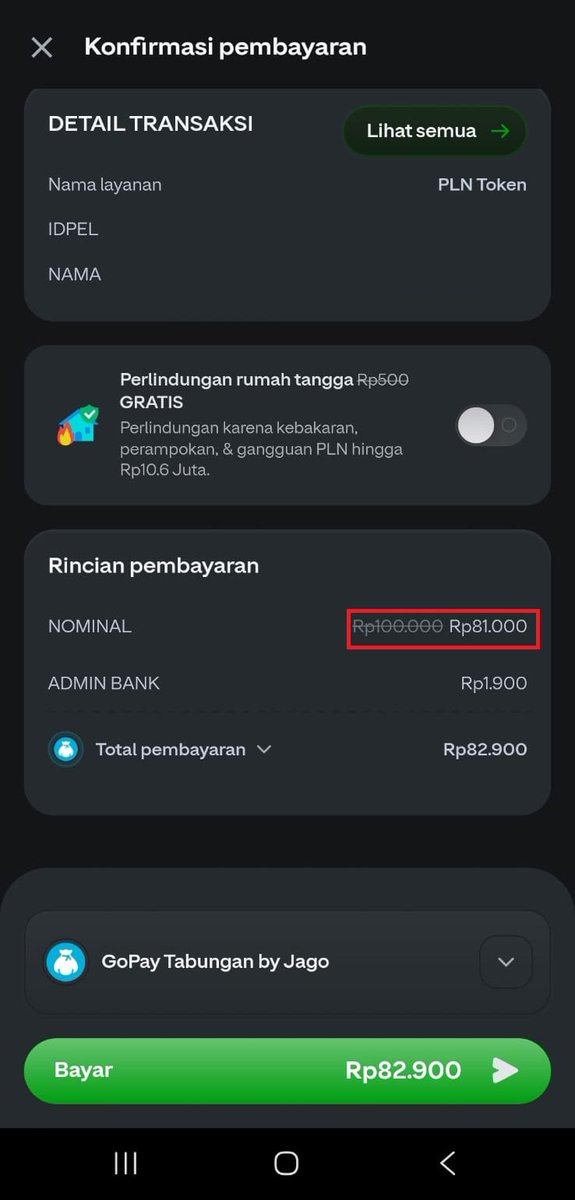 chumm2799's tweet photo. lagi berusaha lebih hemat bulan ini, eh kebetulan banget aplikasi GoPay lagi ada promo token PLN 🔥 nominal 100rb cukup dibayar 81rb aja. kebutuhan rumah aman, pengeluaran juga lebih ringan #GOPAYPLN81RIBU https://t.co/07orbHt6az