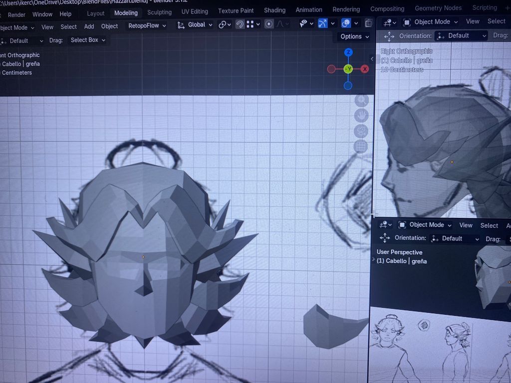 GraftedCalasiel's tweet photo. Sabía que el cabello sería complicado y más por mis espectativas, pero damn, que páramo… ya quedó, cinco tutoriales y pruebas para quedar usando el metodo del primer tutorial

Y de paso, #blender que se me olvidó en el otro post https://t.co/1fjzyf9bXo