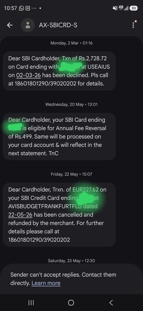 gitakrishnan's tweet photo. The car rental company blocked an amount and released once I returned the car. I got an SMS from SBICard stating so on May 22. Despite repeated phone calls and messages you are not returning my money. Keep getting reminders to submit doc!! Pure harassment!
@SBICard_Connect https://t.co/PNYd2aoGEJ