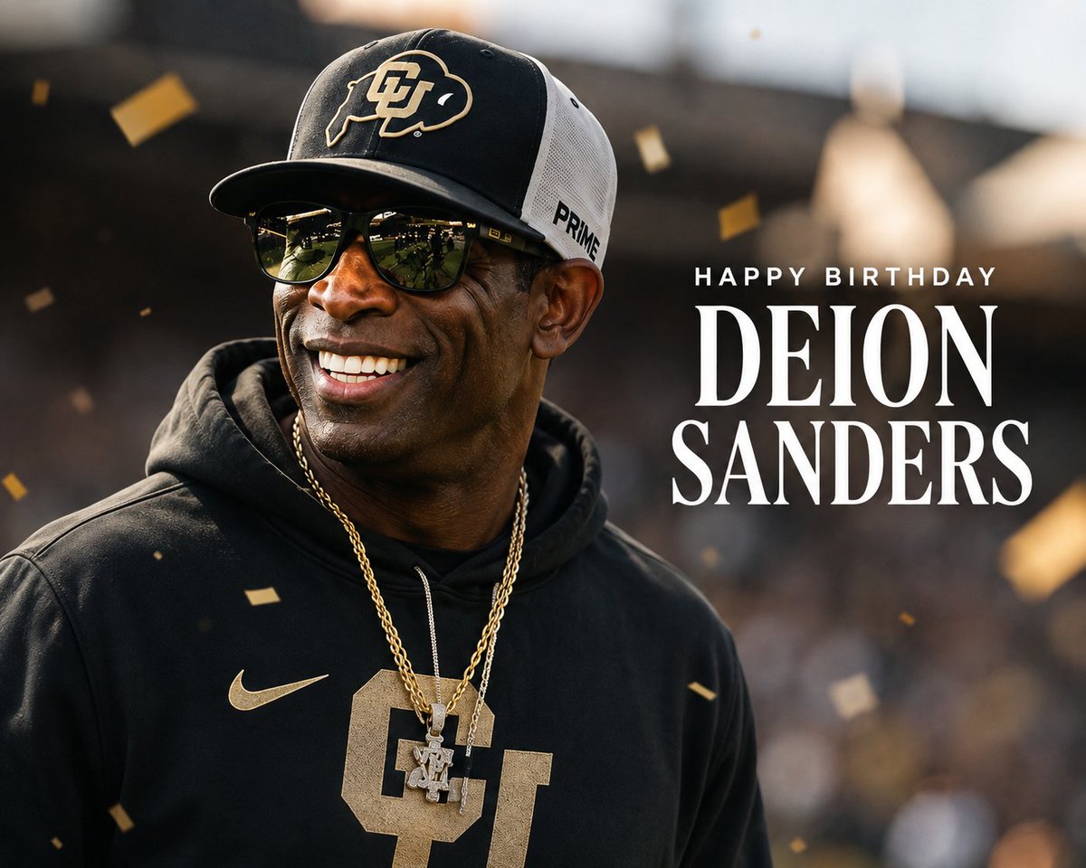 TheArenaReports's tweet photo. Happy Birthday to Prime Time himself — Deion Sanders! 🐐🏈⚾

NFL &amp; MLB Hall of Famer. Style, speed, and swagger.

One of the greatest athletes ever. 

Drop a 🎂 for Coach Prime 👇 #DeionSanders #NFL https://t.co/yPtY5olJF5