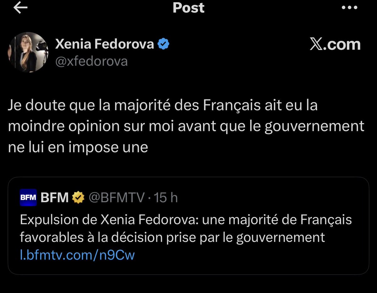 SteeveCx_Reborn's tweet photo. @xfedorova, tu as juste à la fermer. La France se fout de toi et ne veut pas de toi, tu n’existes que dans la sphère des collabos et des traîtres.

En gros : TU TE CASSES ! Parasite. https://t.co/2snDWSAq49