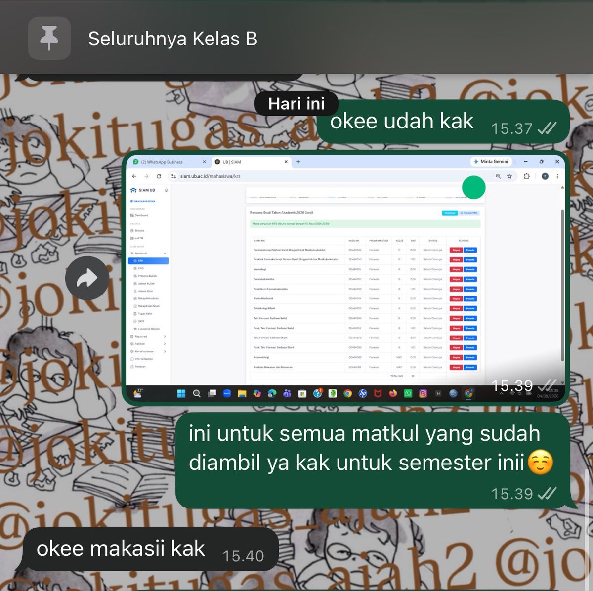 jokitugas_ajah2's tweet photo. Info Joki tugas war krs ugm, upnvyk, ub minggu lalu berhasil semua

Untuk next day masih open war krs yaaa. Joki tugas lain juga open yaa (makalah, skripsi, jurnal, ppt, askep, paper, dll) tugas urgent sd, smp, sma, kuliah dll 
#jokiwar #warkrs #jokitugas #zonauang #infojoki https://t.co/RJkm8VWOSH