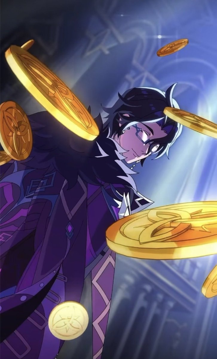 flowowoo's tweet photo. His calculating gaze reflected in the mora, before the mora turning into a bullet—swift and deadly, and the hands reaching, clamouring for it as if in greed, unknowing of the danger, and his gaze after he leaves you buried in, and the subsequent ruin… he’s truly THE regrator💜🖤 https://t.co/vjqSjMITcW