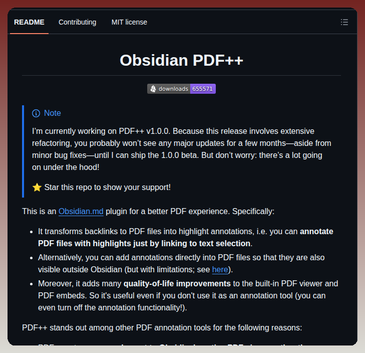tom_doerr's tweet photo. Obsidian PDF++ transforms PDF backlinks into highlight annotations.

https://t.co/HTFbvaJwET https://t.co/cGgdMiLPKX
