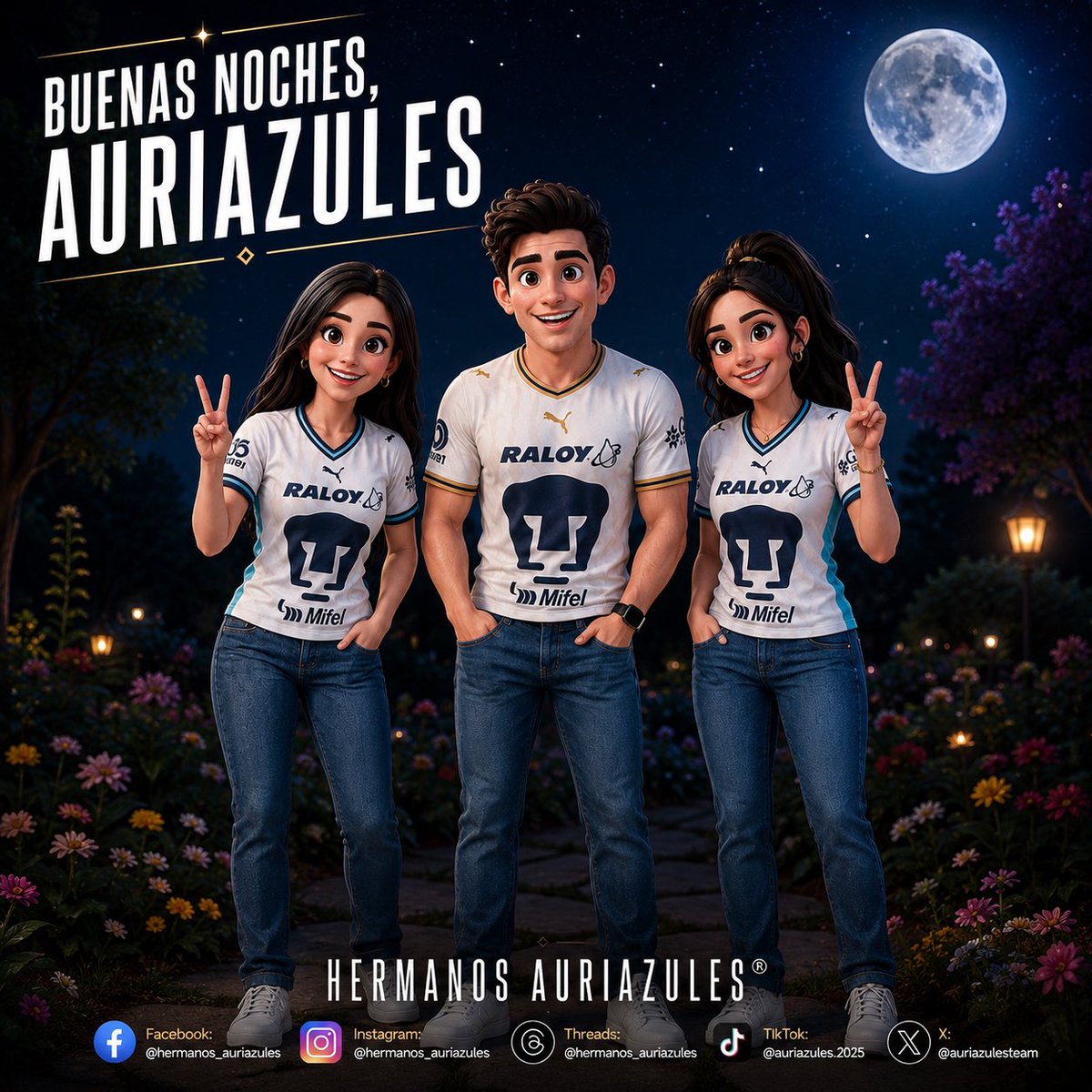 auriazulesteam's tweet photo. ¡Buenas Noches! 🌙 a descansar los que andamos en casa y a disfrutar la noche los que andan de ¡Pachangonaaa! Solo cuídense #Auriazules no queremos accidentes, ni que el torito esté lleno 🥴😅🤣 #HermanosAuriazules®️👊🏼🐾 #Noches #BuenasNoches https://t.co/VQ1190yZAA