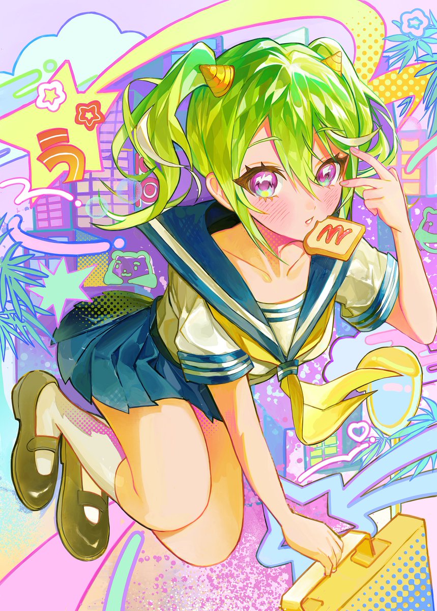 pocopyon__'s tweet photo. 도쿄섄디랑데부 
원작느낌으로 💚🏫 #riko_art https://t.co/LfMsgnDV3B