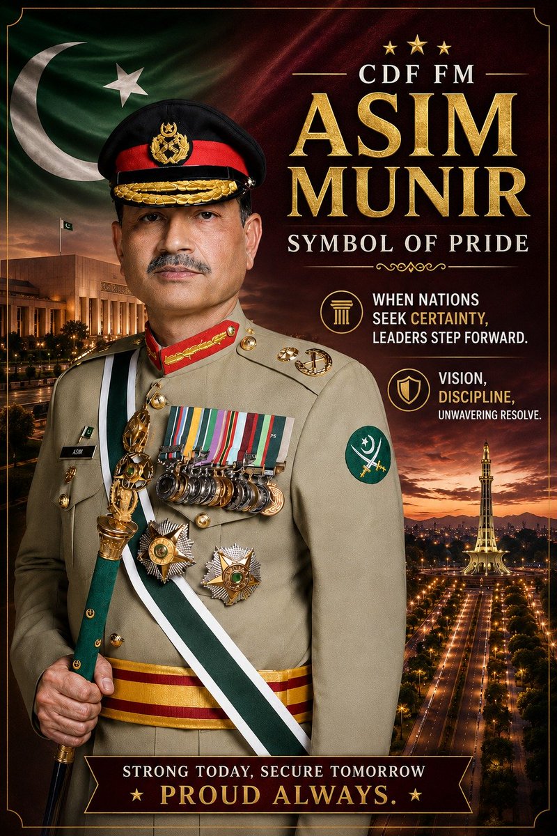 Aliya__434's tweet photo. CDF Asim Munir continues to highlight the importance of unity, coordination, and collective security across the region. 🇵🇰
#CDFForUmmah #WeSupportCDF #CDFSymbolOfPride #GlobalRespectForCDF #ProudOfYouAsimMunir https://t.co/LHyxBsRfkv