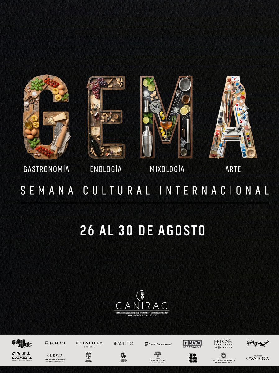 guanajuato's tweet photo. 🍷🍽️Del 26 al 30 de agosto, San Miguel de Allende recibe la primera edición de 𝐆𝐄𝐌𝐀: un festival que une 𝐆𝐚𝐬𝐭𝐫𝐨𝐧𝐨𝐦𝐢́𝐚, 𝐄𝐧𝐨𝐥𝐨𝐠𝐢́𝐚, 𝐌𝐢𝐱𝐨𝐥𝐨𝐠𝐢́𝐚 𝐲 𝐀𝐫𝐭𝐞.

😍 Lo mejor de todo es que el evento tomará vida en diversas sedes de la ciudad, desde restaurantes y hoteles hasta viñedos, galerías y espacios públicos. Prepárate para cinco días de cenas exclusivas, catas de vino, coctelería premium e intervenciones artísticas en un recorrido cultural único 🍇🎨Un proyecto impulsado con el valioso apoyo de Canirac Delegación San Miguel de Allende para celebrar el talento y la hospitalidad local. 🥂

Reserva tu acceso y sé parte de este inicio.✨ Encuentra todos los detalles y la cartelera completa en Instagram: @ gema_festival y a través de Canirac SMA.