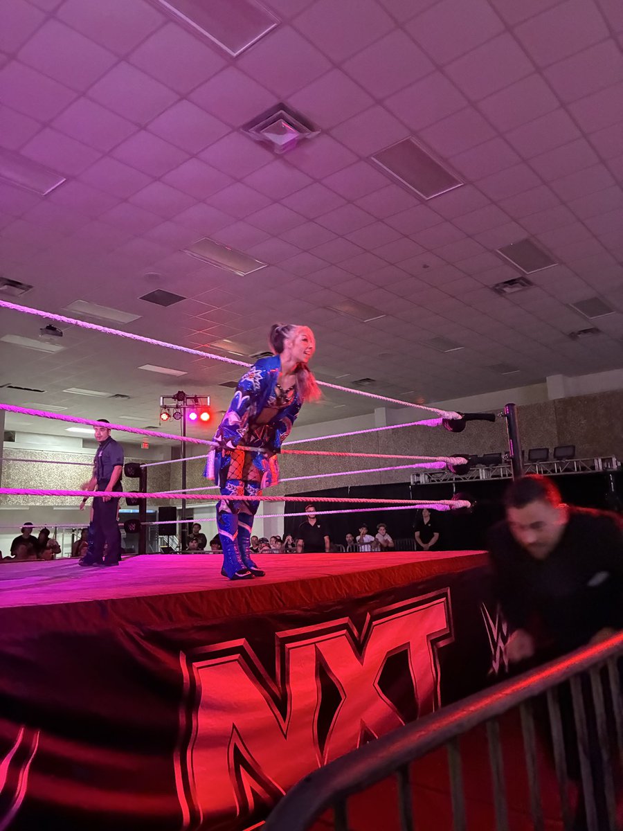 TySell23's tweet photo. We got to see @theahail_wwe tonight!! 
#NXTJacksonville

@theahail_wwe doesn’t get enough flowers! So entertaining! Had the whole crowd doing her dance! https://t.co/GHtKBzzgvK