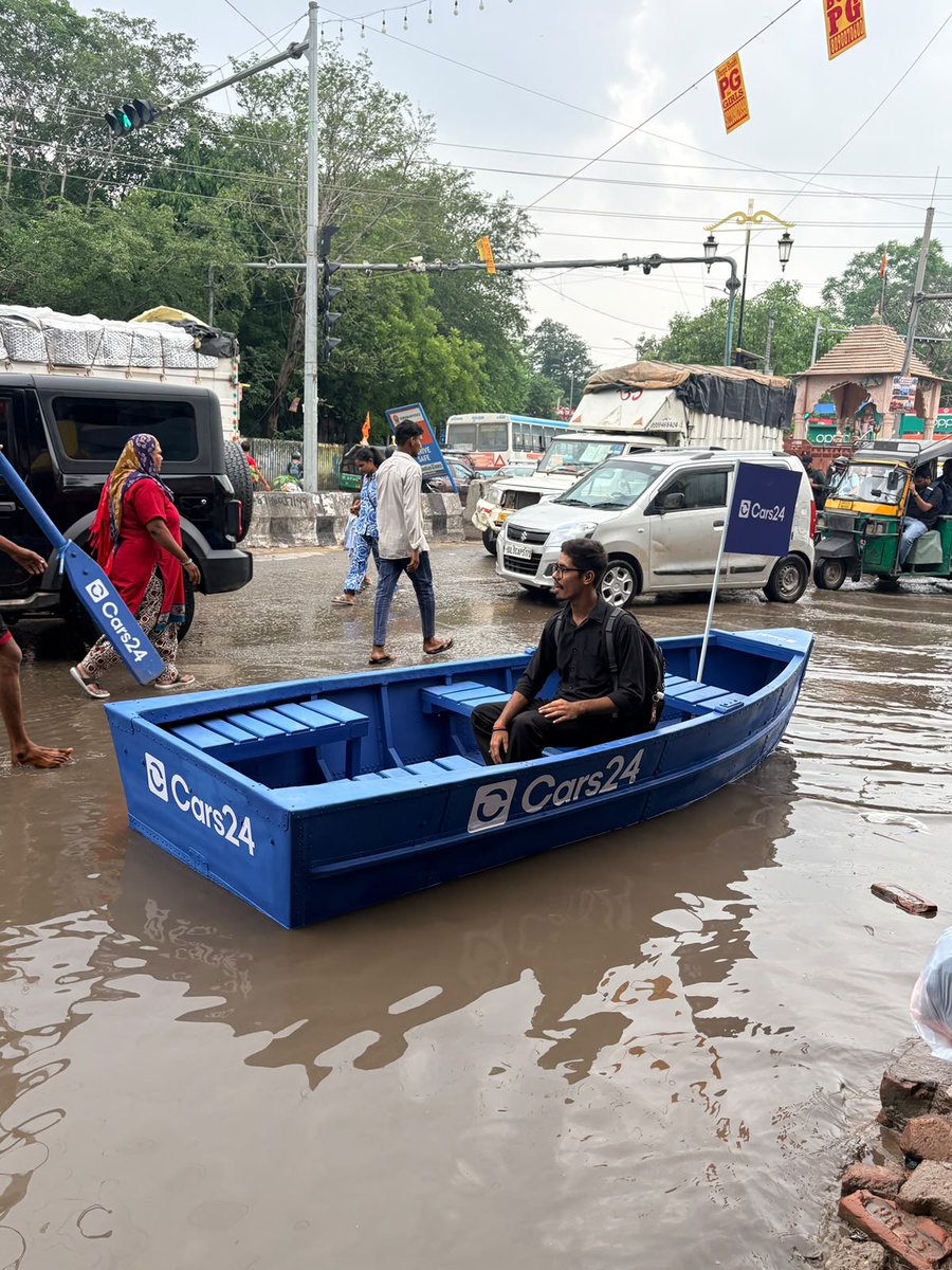 vikramchopra's tweet photo. Gurgaon loves its superlatives: ambitious, global, world-class.

But a city is not measured by its glass buildings. It is measured by whether ordinary people can get home when it rains.

Year after year, the answer is still a hard no. Can we get this basic thing right without asking people to adjust?

P.S. We sent the boats out all week. It started as a joke and ended up being useful. Should Cars24 officially launch Boats24, or do you think anything will change?

#Gurugram #GurgaonRains #GurgaonTraffic #Gurgaon #DelhiNCR
