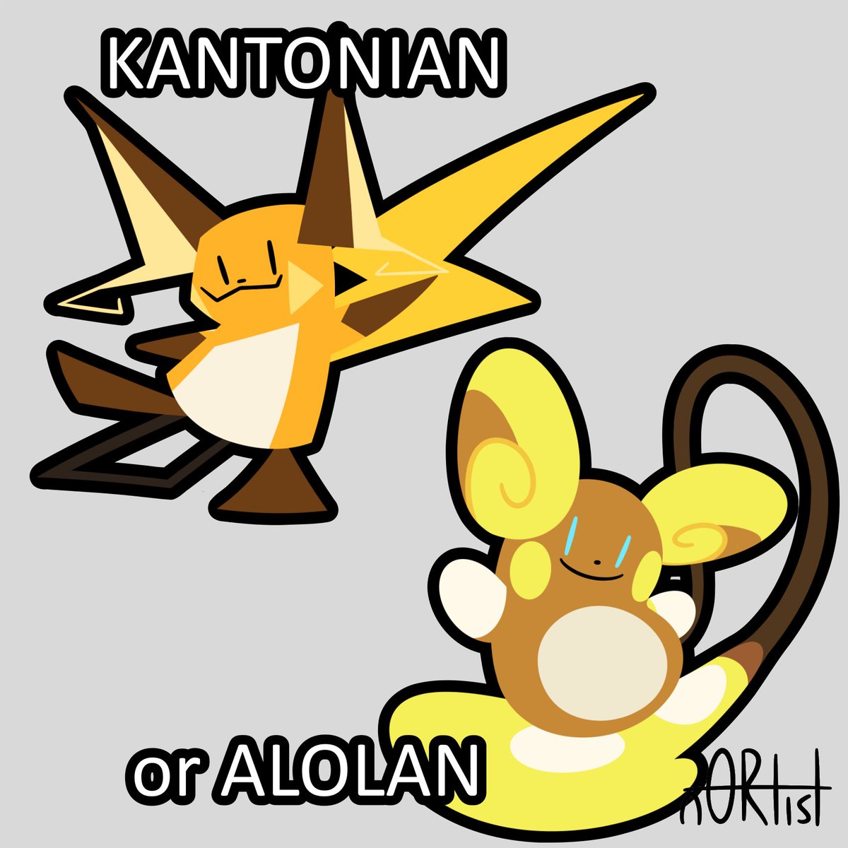 n0rtist's tweet photo. I drew another pair
Do you prefer Kantonian or Alolan Raichu?
#pokemon #fanart https://t.co/2kYtooRzGl
