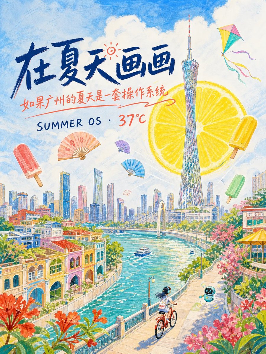 guangchaobest's tweet photo. 广州的夏天，不止是高温预警。
它是恩宁路树影下没完没了的蝉鸣； 是沙面突然落下、又很快放晴的一场雨； 是东山口把人藏进树荫里的午后； 是一碗凉茶留下的微苦回甘； 也是珠江边慢慢吹来的晚风。
把这些很小、很具体的瞬间画下来，才发现夏天原来不是一个季节名词，而是一座城市正在呼吸的声音。 https://t.co/7JyPN4YFZ5