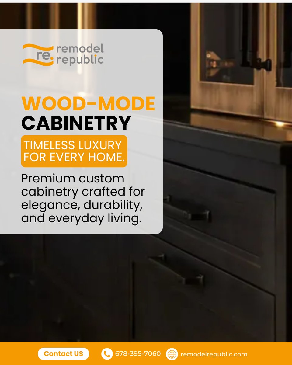 RemodelRep's tweet photo. Upgrade your home with premium Wood-Mode cabinetry. Custom-crafted for timeless style, durability, and everyday functionality.  📞 +1 678-395-7060 📷 https://t.co/YrlIhUeLmz #RemodelRepublic #CustomCabinetry #HomeRemodeling #WoodCabinetry https://t.co/yInbuJv6UQ