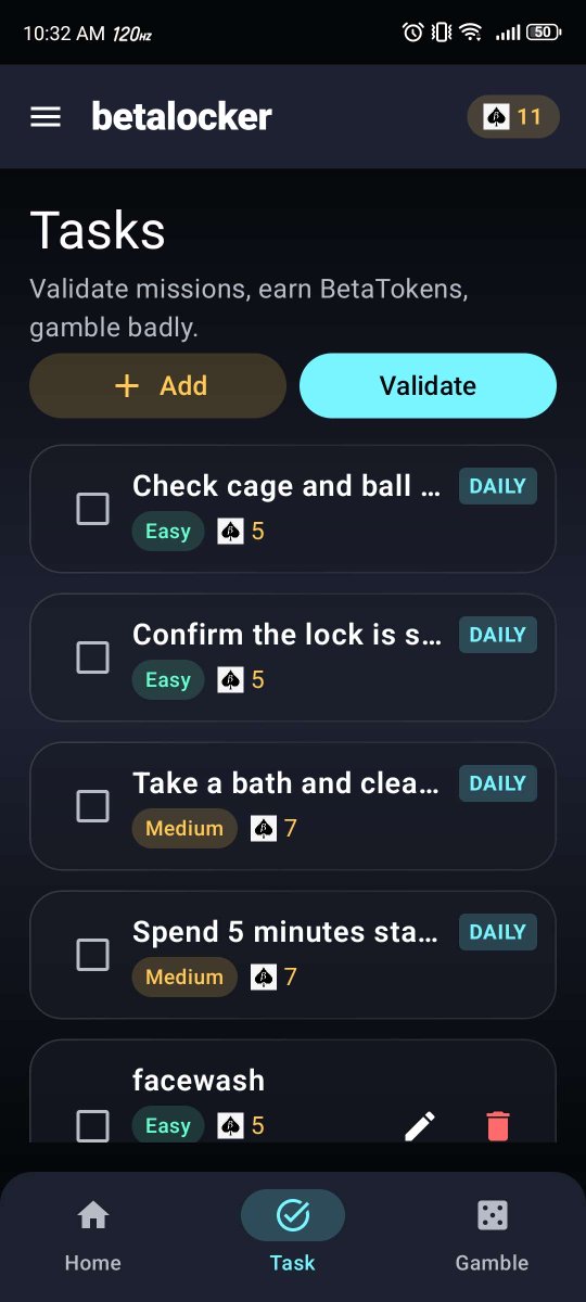 SchwarzerButa's tweet photo. Yahallo betas~
Built a free chastity app that rejects easy missions and mostly adds lock time instead of giving mercy.
Enough to earn a star for the repo?
APK: https://t.co/kdEbrOKx4K
#chastity #malechastity #denial #cage #selflock #chastityapp #techdom https://t.co/WXq30MezZ5