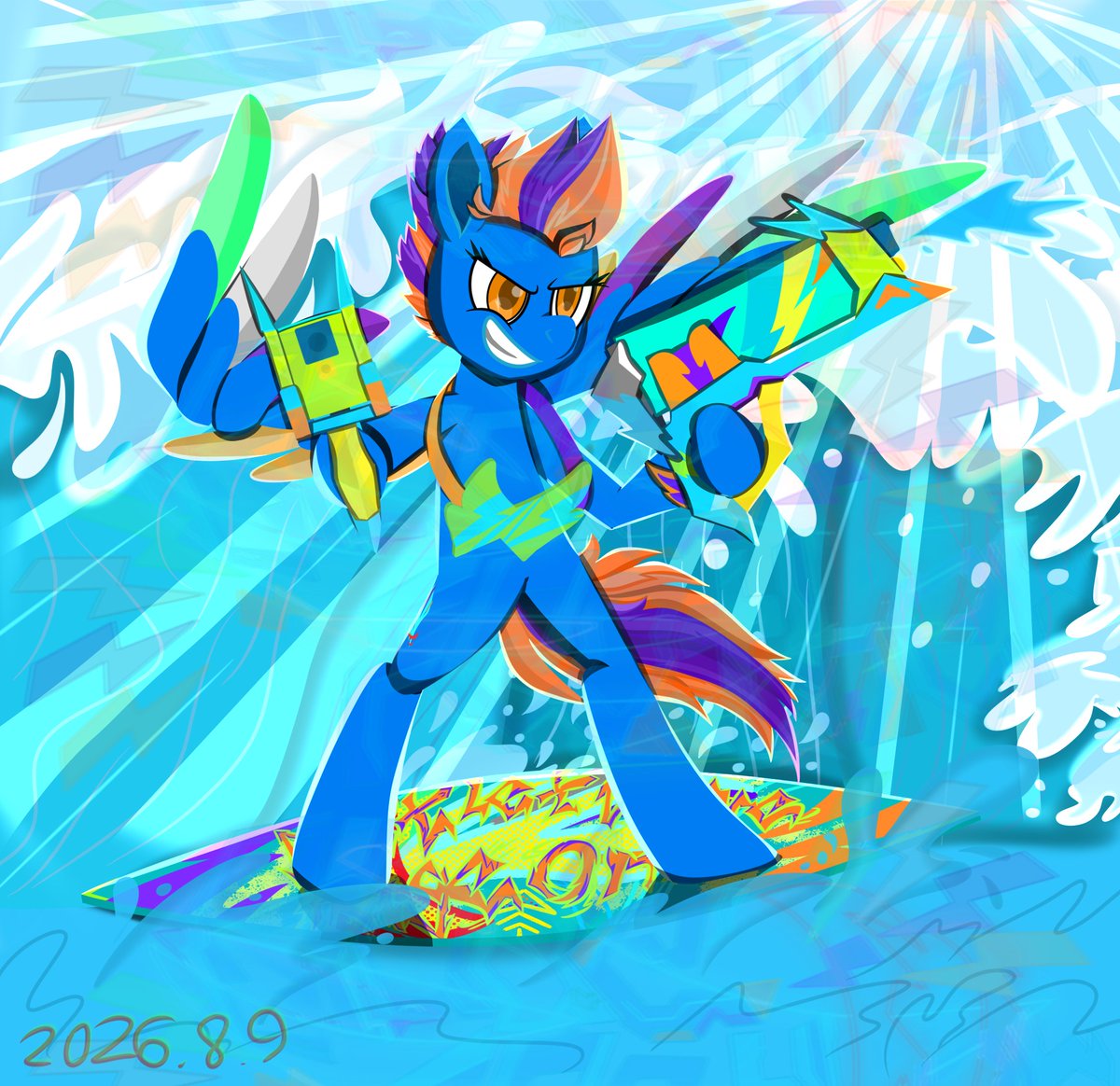RYBF_FUHWMC's tweet photo. #MyLittlePony #OriginalCharacter #colorblock #surfing https://t.co/9aUohLXE3m