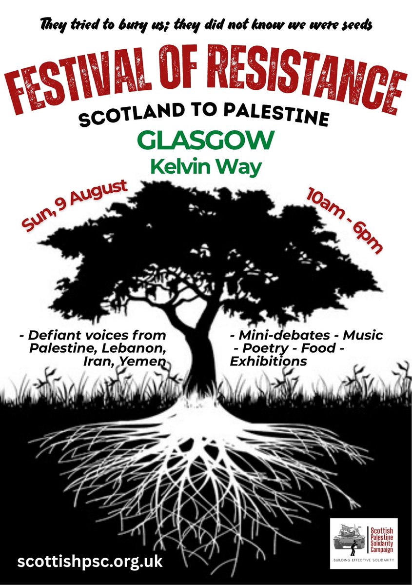 CraigMurrayOrg's tweet photo. Off to Glasgow for the Festival of Resistance, Scotland to Palestine on Kelvin Way.
Will be speaking about 11am. https://t.co/F4fM2ucUvD