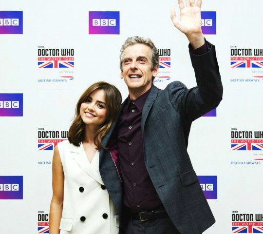 brinatello's tweet photo. #OTD (August 9, 2014): The next stop of the #DoctorWhoWorldTour was Seoul, South Korea. Due to massive crowds at the airport and warm welcome of #DoctorWho fans, #PeterCapaldi and @Jenna_Coleman_ felt like @thebeatles! Peter jokingly quipped, โGeorge and Ringo. Iโm George.โ https://t.co/qwCMQNAyv7