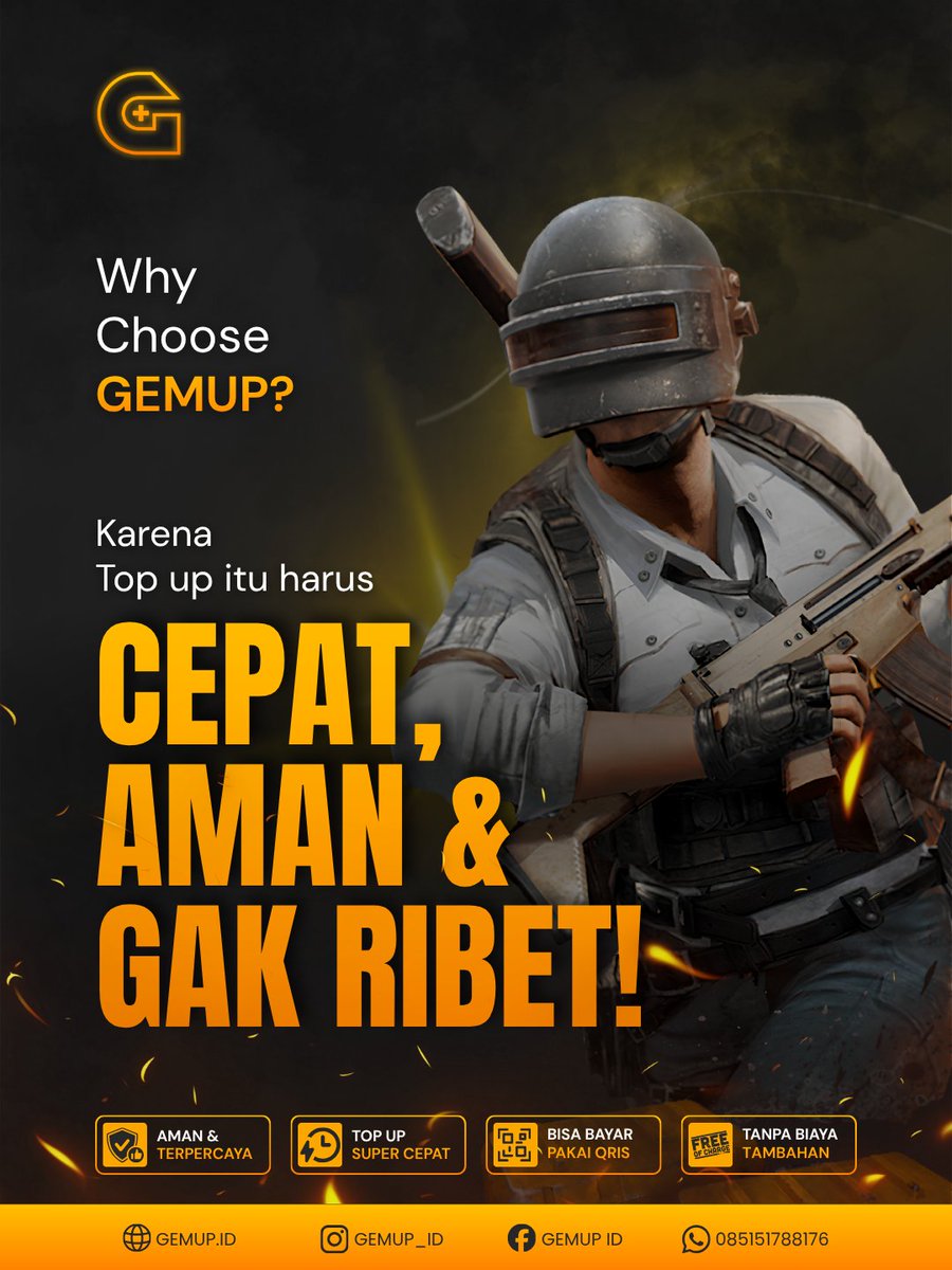 gemup_id's tweet photo. Top up game nggak harus ribet. 🎮🔥
GemUp hadir dengan top up yang cepat, aman, dan gak ribet!
💳 Bisa bayar pakai QRIS
⚡ Proses super cepat
🛡️ Aman &amp; terpercaya
💰 Tanpa biaya tambahan
Top up? GemUp aja!
#GemUp #TopUpGame #TopUpMurah #GamingIndonesia https://t.co/uFK6T9gDlT