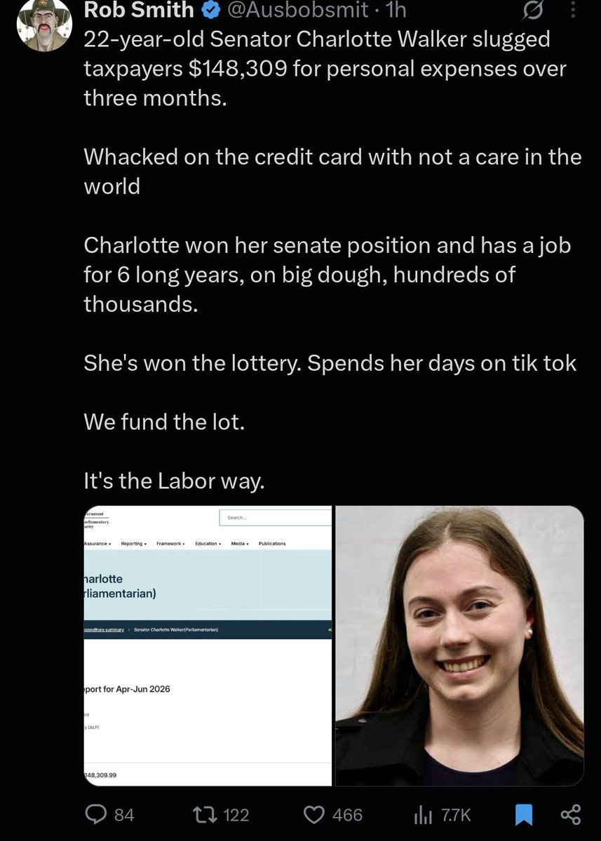 HadrianXIV's tweet photo. @r3tarddownunder It gets worse, this entitled cunt is using your tax money as her personal credit card. https://t.co/gpGRPhklf2