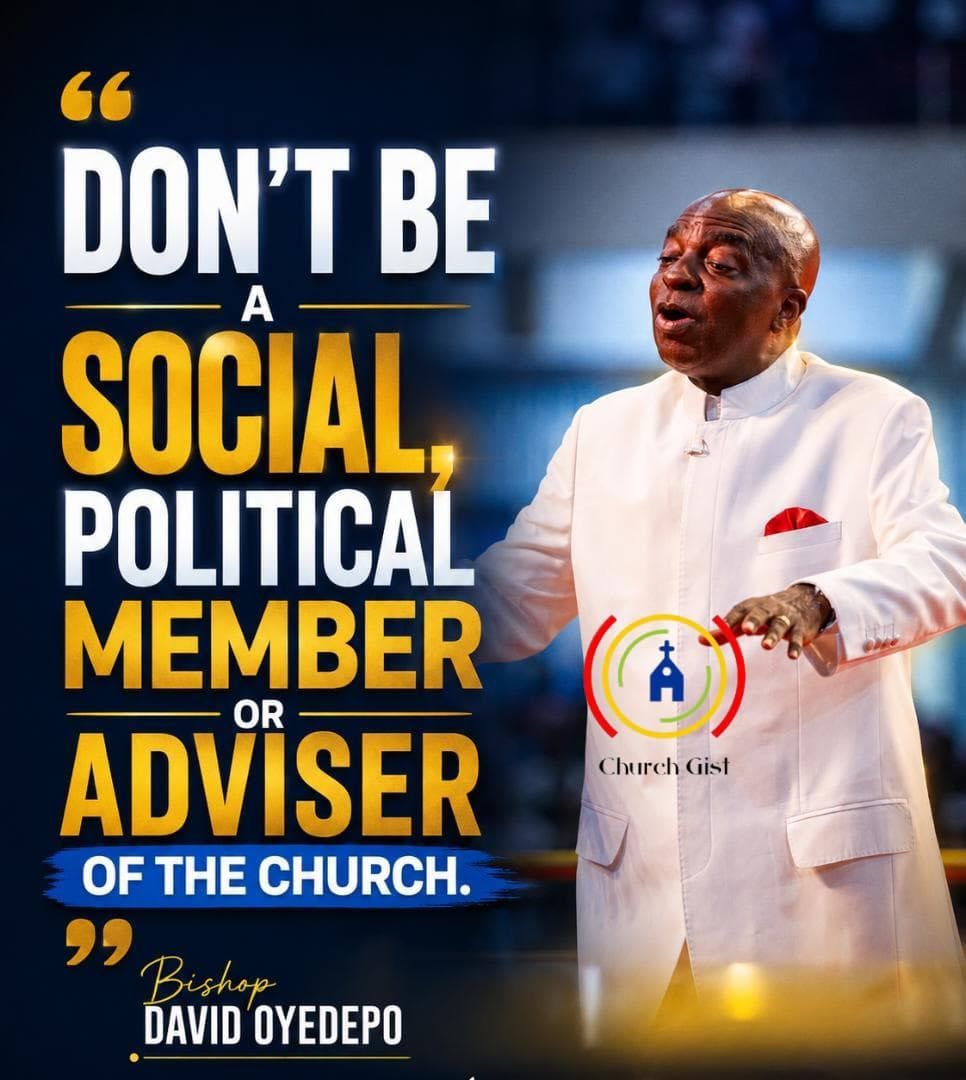 therealchurchg1's tweet photo. Don't Be A Social, Political Member Or Adviser Of The Church; Be A Spiritual Member.

The Church Is The House Of God And The Gates Of Heaven.

- Bishop David Oyedepo

#ChurchGist https://t.co/lP4Tf59qvs