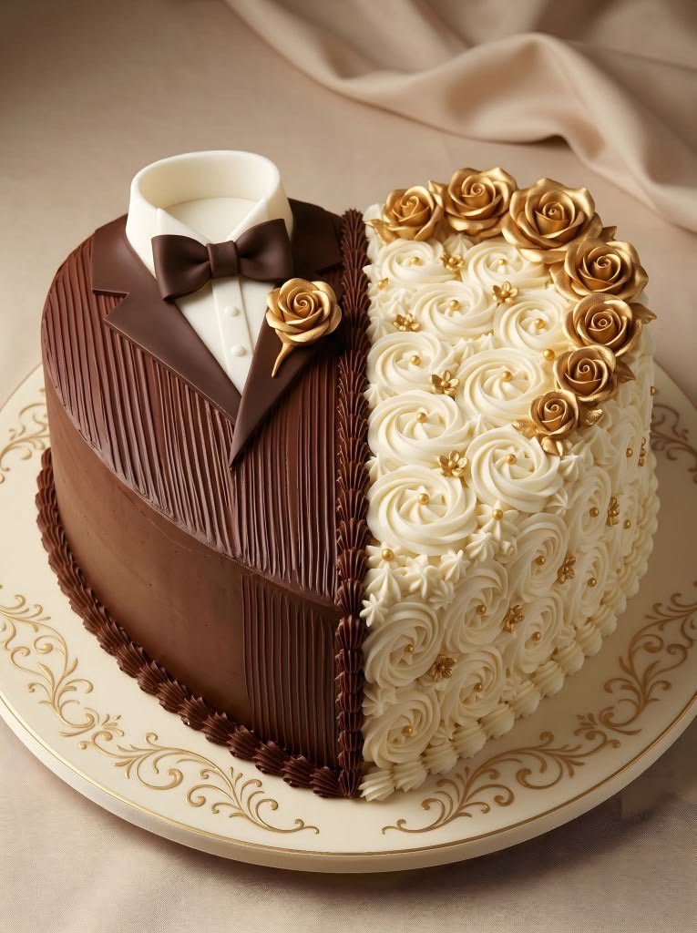 rumiiihere's tweet photo. Hey @grok, give them outfits inspired by this wedding cake. https://t.co/g99b8qZFZ4