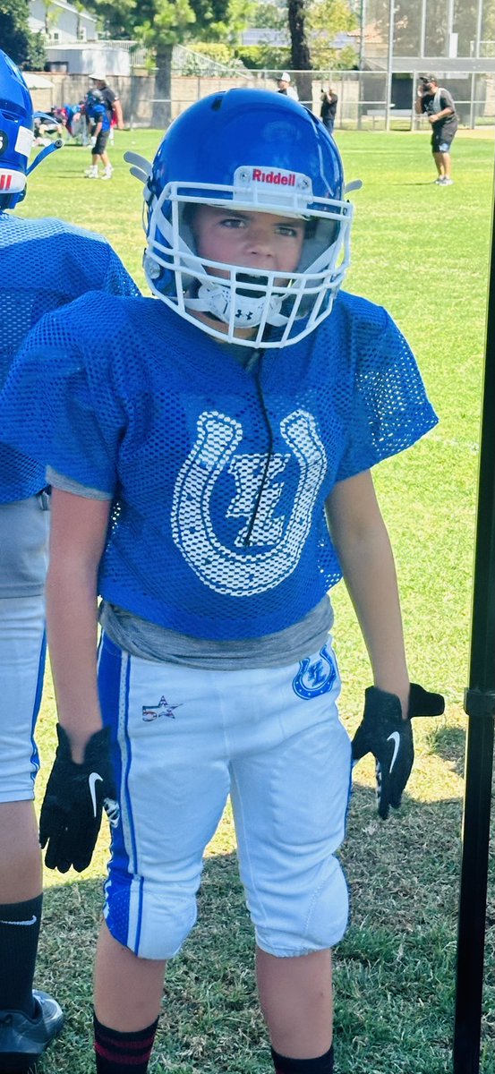 NKaravedas's tweet photo. Proud Papa....Niko had his first scrimmage today! 😎💙🏈 #ItBegins #FootballFam #Grandson #NameSake #DarkSide https://t.co/CfP1IWKtia
