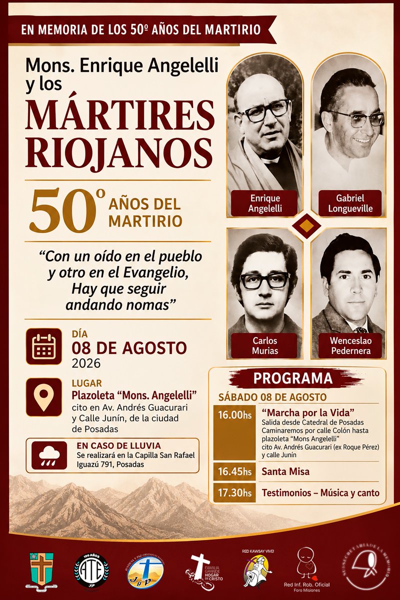 humbercb's tweet photo. Marcha x la Vida en memoria #Angelelli y los #MártiresRiojanos #Cristo hoy nos reclama imitar Angelelli poniendo “un oído en el Evangelio y otro en el Pueblo”,  “Hay que seguir andando nomás” #LaPatriaEsElOtro #LaPatriaNoSeVende #LaPatriaSeDefiende https://t.co/2ldxH2BKe4