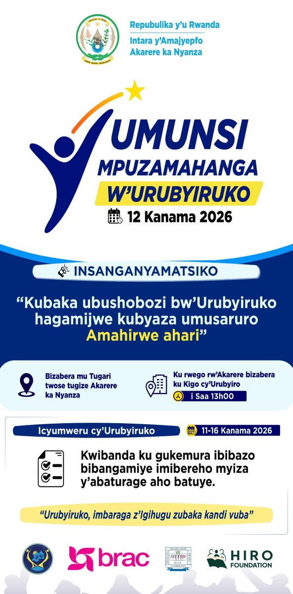 nycnyanza's tweet photo. Muratumiwe mweseee! #Rubyiruko namwe nshuti z'Urubyiruko turabatumiye muzaze twizihize umunsi Mpuzamahanga w'Urubyiruko ku rwego rwa @NyanzaDistrict, uzabera kuri @YegoNyanza. Ni kuri uyu wa 3 guhera saa saba, muzaze mwateguriwe ibyiza byinshi. @jnabdallah @RwandaYouthArts https://t.co/0F7B2yQN8C