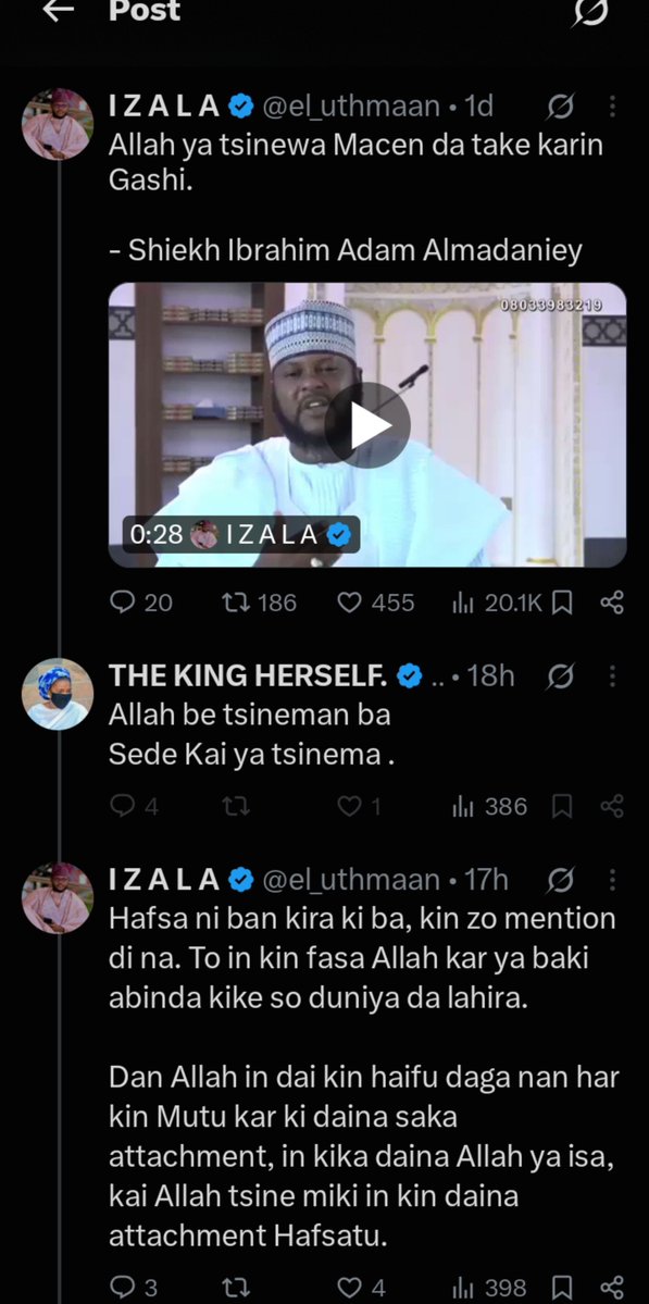 abbakarrrhh's tweet photo. Woman version of Abu jahal and claiming sub 😂😂 shi ya sheik beyi tagging kowa a post dinshi ba. Kuma kowa yasan yana posting reminders. https://t.co/uW7VkGEkGx