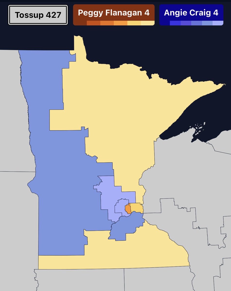 AlexTheWonder9's tweet photo. Minnesota Senate Primary prediction 

🟢Peggy Flanagan 449,700 47.5% +3.2
🔵Angie Craig        421,956 44.3% https://t.co/9vaT45x59C
