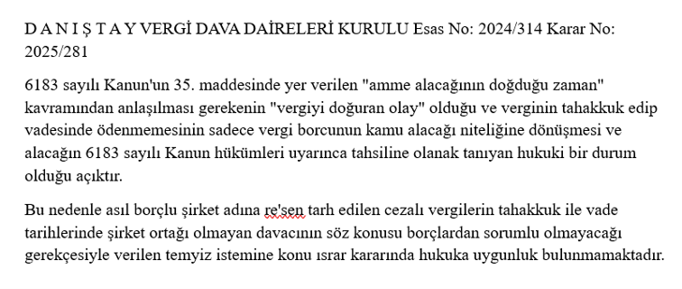 vergi38's tweet photo. 6183 sayılı kanundaki 'amme alacağının doğduğu zaman' kavramından anlaşılması gerekenin ne olduğuna ilişkin karar https://t.co/4e5Ql983Ri