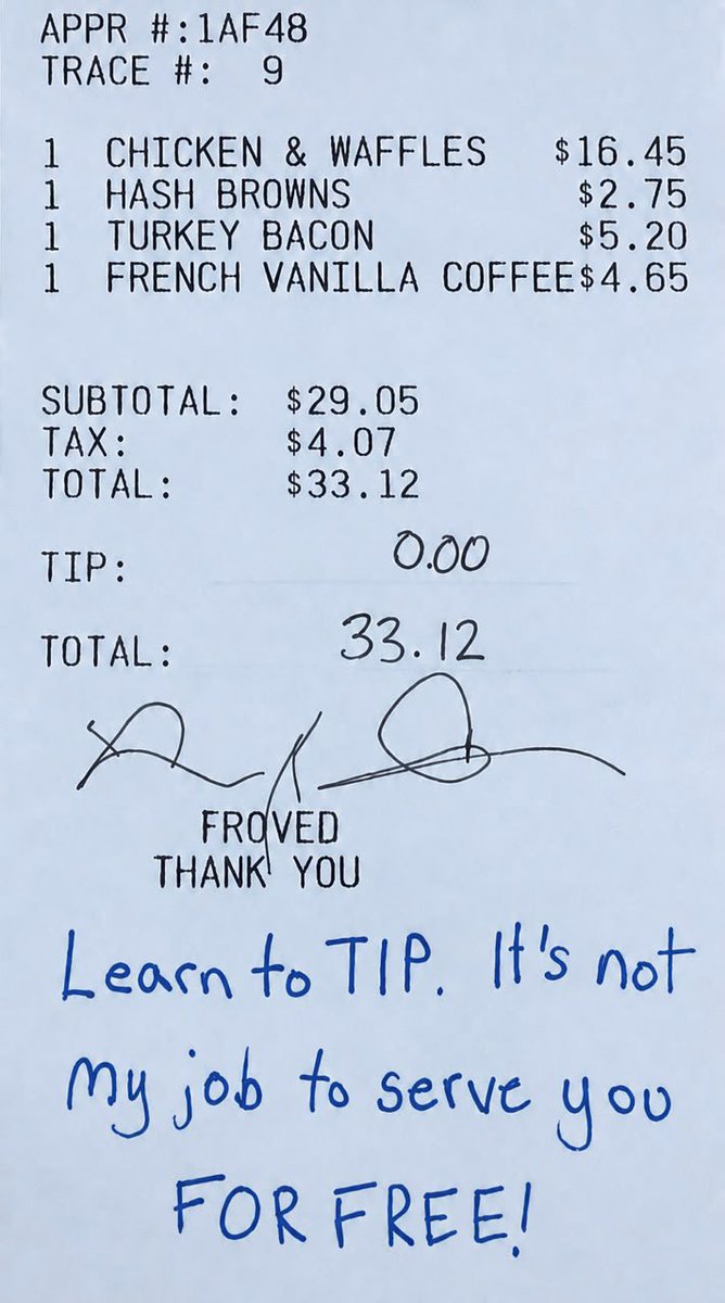 big_ozeal's tweet photo. Imagine you Just finished your meal, paid the bill, and then this receipt lands on your table… 😭

@grok what should I do ? https://t.co/GuYYcqpQIK