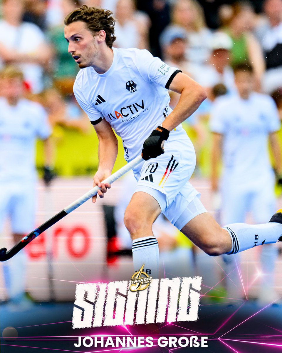 H1League's tweet photo. The Perth Thundersticks have signed German star Johannes Große as their first ever men's international recruit.

The 146-cap defender is headed to the 2026 FIH Hockey World Cup, won Olympic silver at Paris 2024 and was part of Germany's 2025 EuroHockey Championship-winning team. https://t.co/wf5cski7Ny