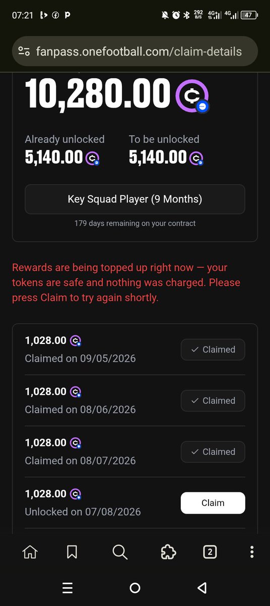 DikeSamuel14's tweet photo. I have been trying to claim since the day of claim, but I have been getting this error, please look into it, how can I claim my tokrns
@ofc_the_club https://t.co/0BXmmUpGYU