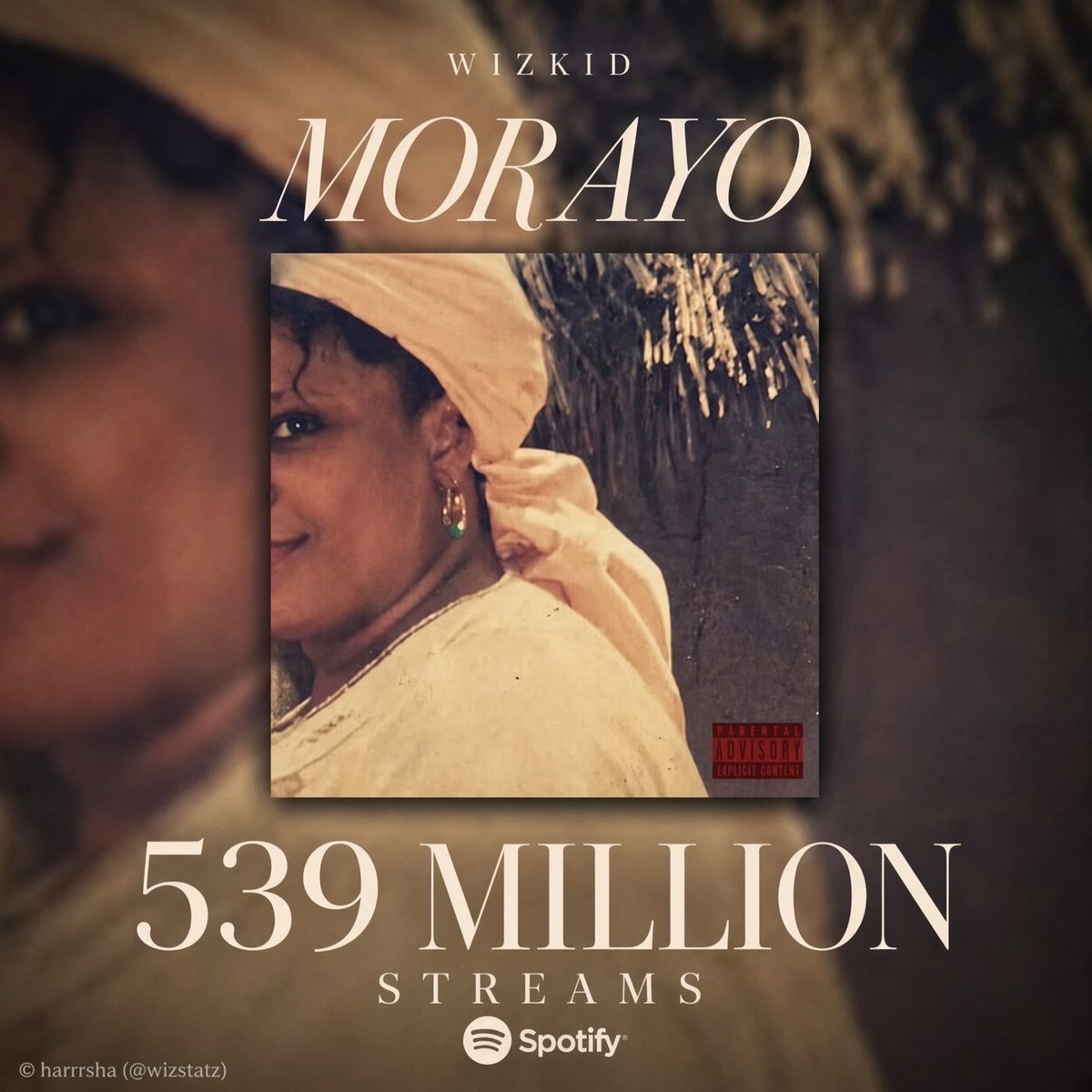 WizStatz's tweet photo. Wizkid’s “Morayo” has surpassed 539M streams on Spotify. https://t.co/vOmOk65tXn