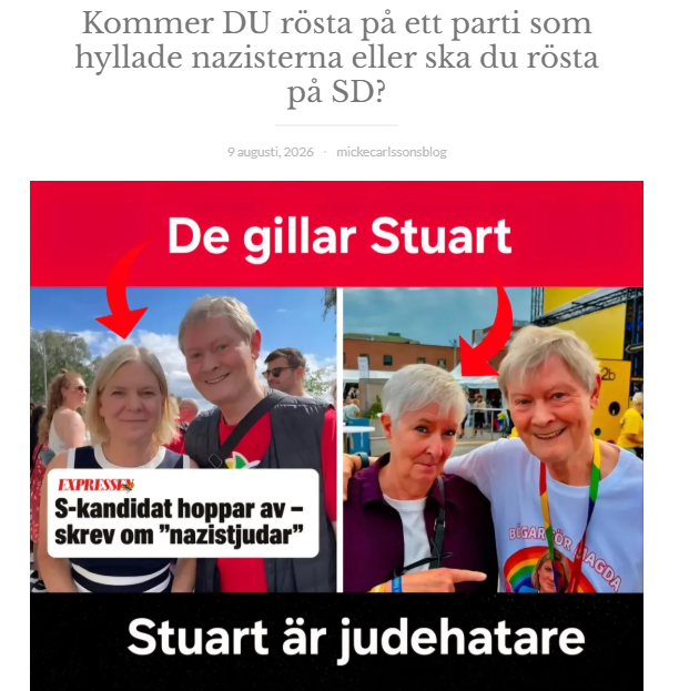 Stort_allvar's tweet photo. Med bara trettiofem dagar kvar till valet hoppar ännu en nazist av sossecirkusen.

Hur många är de egentligen?

Om de tyska nazisterna levat idag hade Stuart Ward inte varit socialdemokrat, han hade varit nationalsocialist.

Ward har inte gjort någon hemlighet av sitt judehat, men fram till nu har media och partiet låtit det passera.

Efter Expressens påbörjade granskningar av vänsterpartiets islamonazismen och sossarnas terroristkopplingar kom ketchupeffekten igång: först kommer inget, sedan kommer allt.
>>