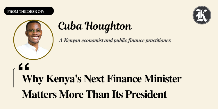 kenyanwalstreet's tweet photo. Cuba Houghton, a Kenyan economist and public finance practitioner, argues that Kenya's next Finance Cabinet Secretary could have a greater influence on the country's economic future than the next president, given the government's mounting debt, limited revenue space, and rising expenditure pressures.

He explores why the 2027 election should focus not only on political leadership but also on credible plans to manage public debt, reform taxation, clear pending bills, and deliver essential services within Kenya's financial constraints.

Read more –https://t.co/LLhXSQVh8K