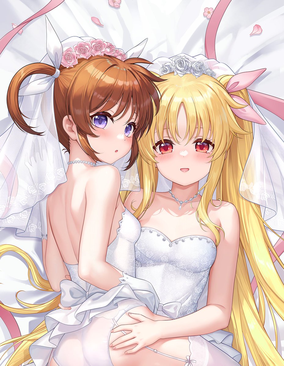 moeyachakai's tweet photo. 花嫁なのは&amp;フェイト🌸

#なのは #nanoha https://t.co/D2EaWMDdUh