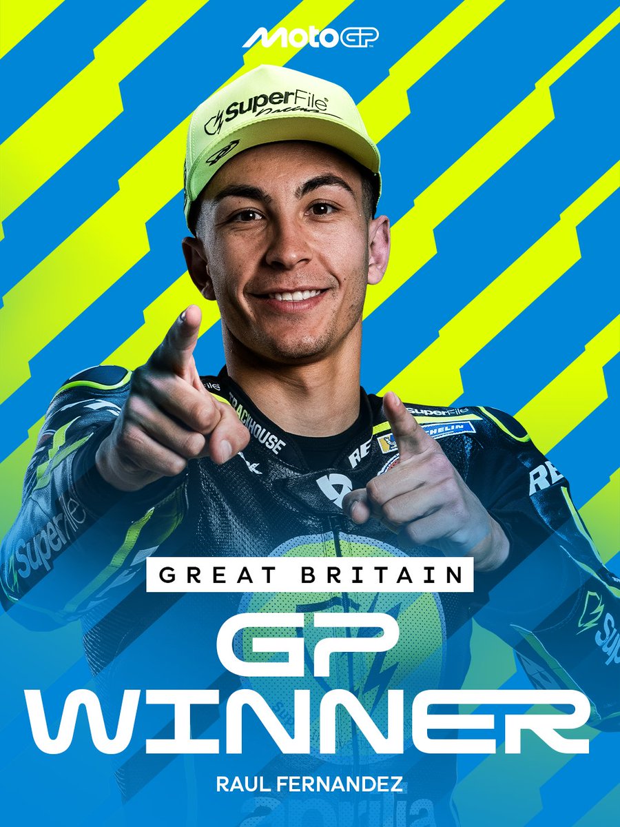 MotoGP's tweet photo. 👊@25RaulFernandez  bounces back at Silverstone with a commanding victory! 😎🏆

#BritishGP🇬🇧 https://t.co/Nbi2EnV0pn