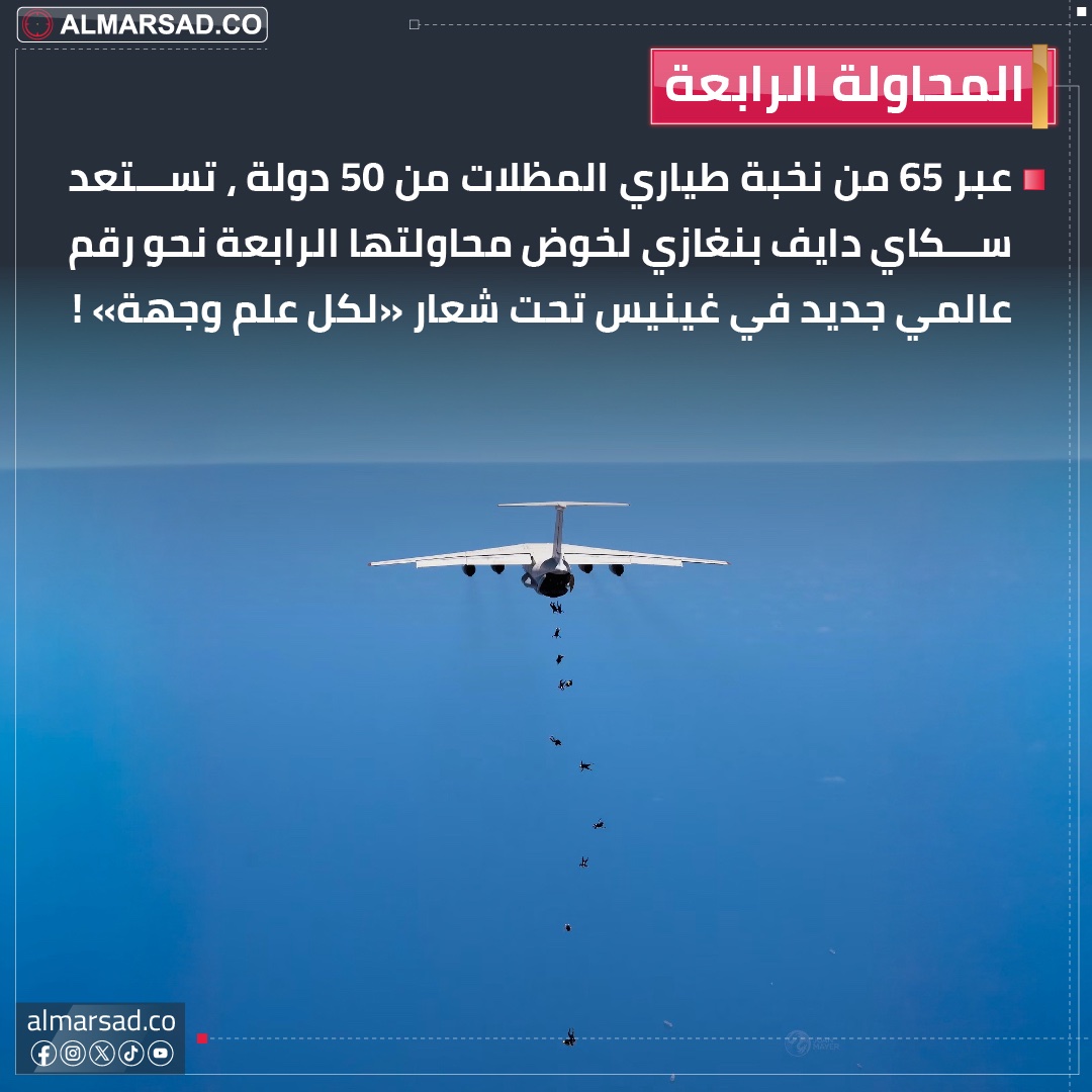 ObservatoryLY's tweet photo. انفوجراف المرصد | بتسجيلها أكبر علم خلال السقوط الحر.. . سكاي دايف بنغازي صنعت قصة نجاح عالمية في فترة وجيزة . https://t.co/CLa4td8XMB