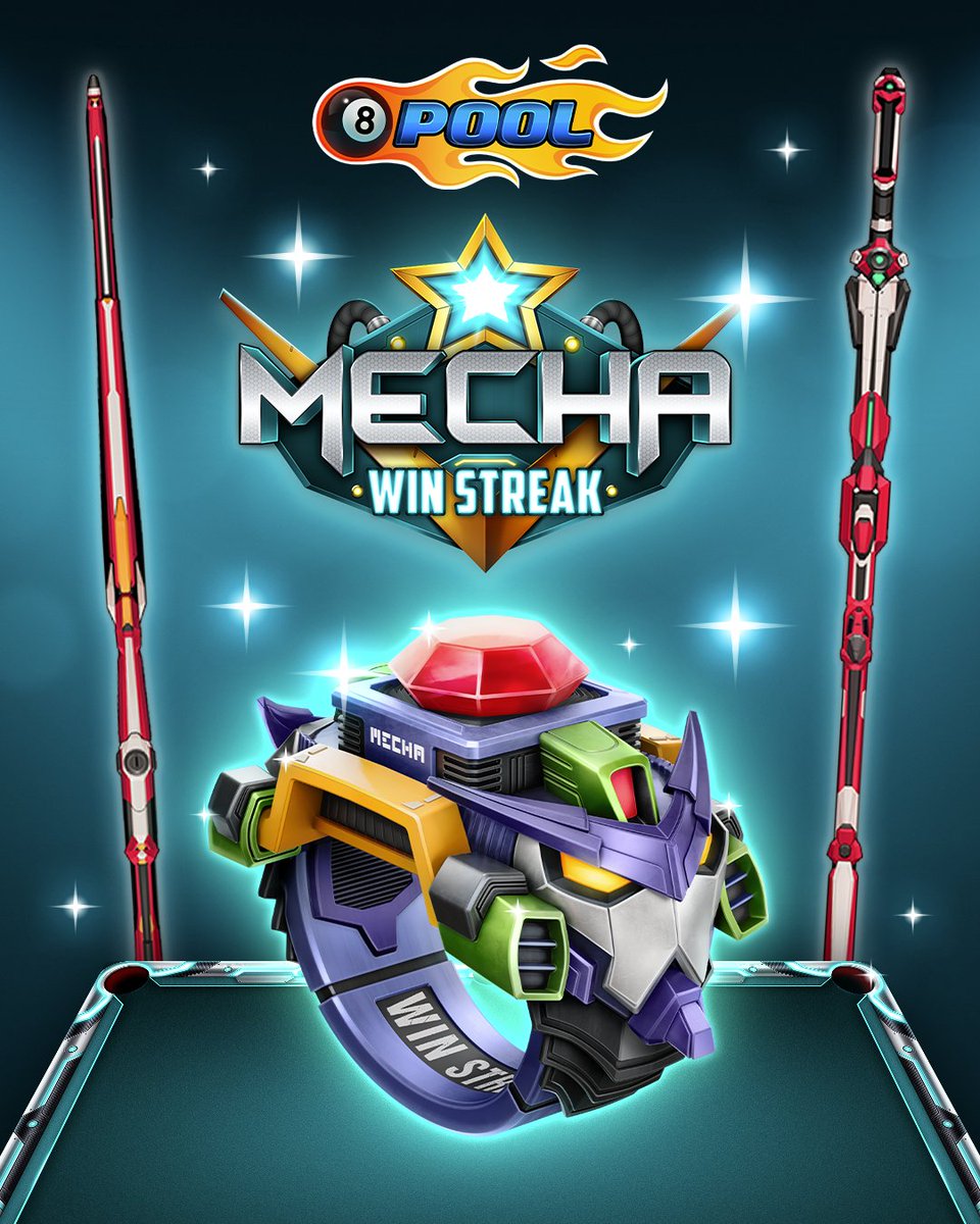 8ballpool's tweet photo. Mecha Win Streak ACTIVATED
Play Now » https://t.co/ED0GpSGOXm

🎁 Aim for victory in fun Win Streak matches to pocket an EXCLUSIVE Mecha Ring and Cue, plus more prizes!

🗓️ Ends Tue Aug 11, 10am UTC

#8BallPool https://t.co/krsoDPDuIF