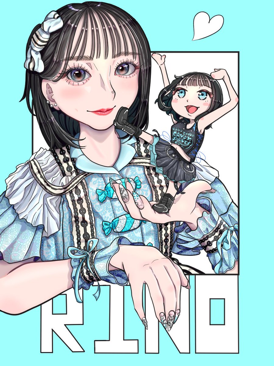 Memono2Page's tweet photo. 〜CANDYTUNE〜
福山梨乃&amp;ちびりの

リアルとデフォルメの融合！りのまるにちっちゃいりのまるを持たせました🩵

#福山梨乃 https://t.co/UE0WglO0Ae