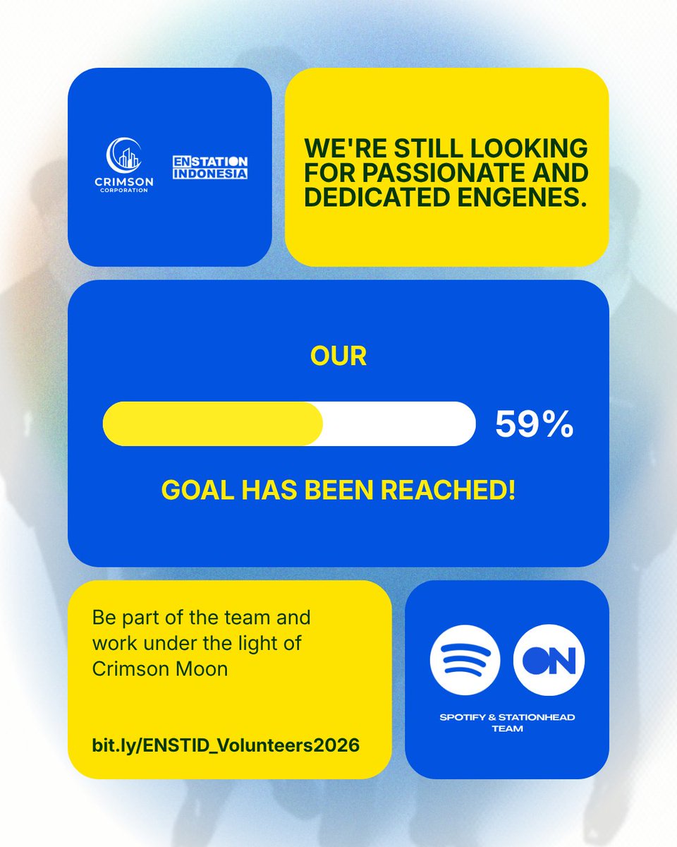 ENSTATIONID's tweet photo. [VOLUNTEERS UPDATE]

Our Volunteers Recruitment are still open and we've reached 59% of our goals!

Join with us here now:
🔗 https://t.co/6qW99QmKzu

Your time, effort and consistency will give the best result for the next #ENHYPEN Comeback ✨
We can't wait to work with you!

Be part of the team and work under the light of Crimson Moon 🌕

#ENHYPEN #엔하이픈 
@ENHYPEN @ENHYPEN_members