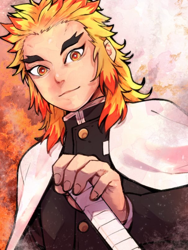 鬼滅の刃】から、煉獄杏寿郎さん🔥 絵のリクエスト頂いて久しぶりに鬼