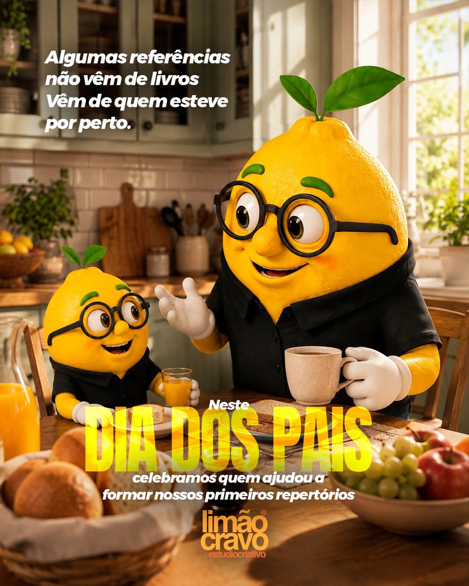 elimaocravo's tweet photo. Celebramos quem transforma presença em aprendizado e deixa marcas que continuam fazendo parte de quem somos.

Feliz Dia dos Pais! 🍋

#LimaoCravo #DiaDosPais #Criatividade #Inspiração #Comunicação #Design #Branding https://t.co/zug63gChsD