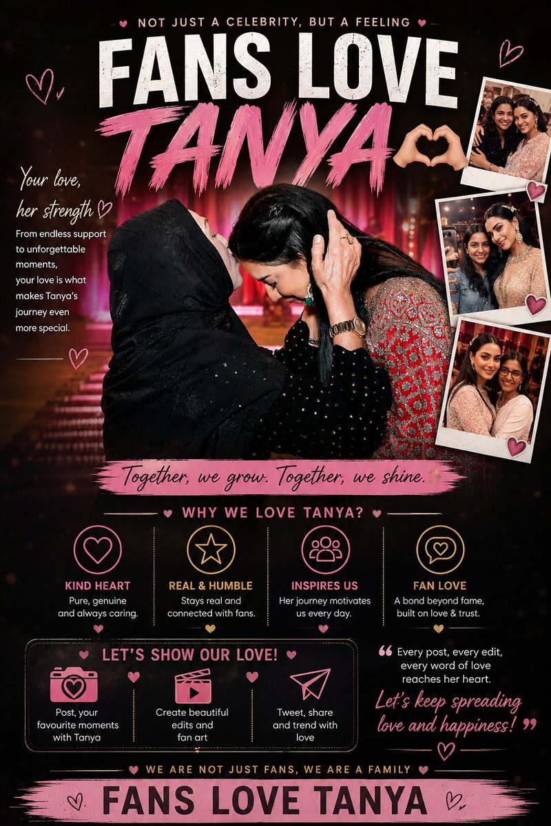 sky_films_'s tweet photo. 📢 Attention Everyone! ❤️✨

Let’s celebrate the beautiful bond between Tanya and her fans! 🥹🫶🏻

Post your beautiful fan moments &amp; pictures 📸, lovely edits 🎬💖 and special memories with Tanya! ✨

Tagline :  FANS LOVE TANYA ❤️🫶🏻

#Tanaymittal #Tanyakaparivaar https://t.co/elMN6K3ajZ