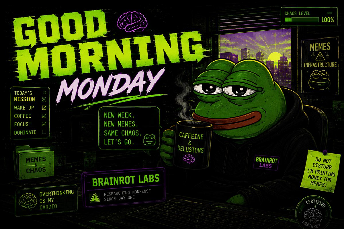 Brainrot_Labs's tweet photo. Good morning CT ☀️💙

Dậy thôi anh em, market chưa pump thì mình vẫn phải pump tinh thần.

Wake up, stay focused, and pretend we’re not checking the chart every 5 minutes.

Let’s build. 🚀 #GM https://t.co/zA2eSnMYsM